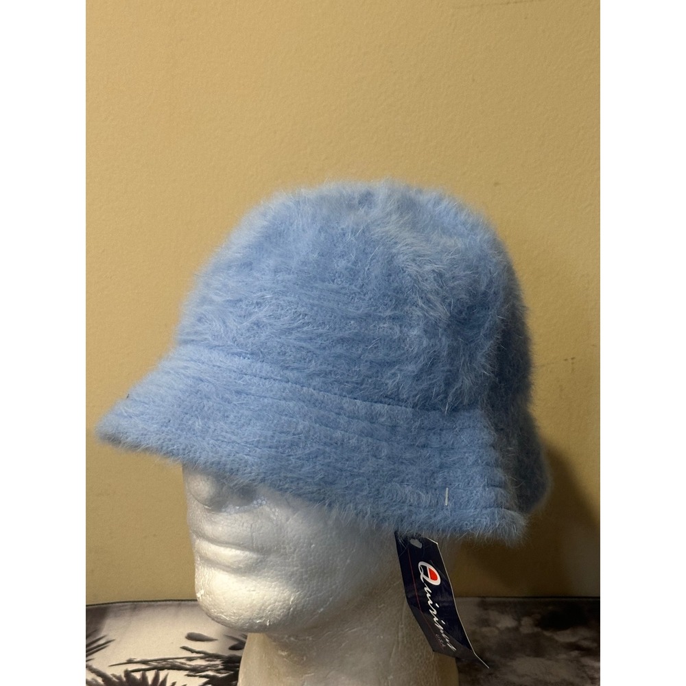 Champion Original USA Light Blue Angora Blend Fuzzy Bucket Hat Size 57cm NWT